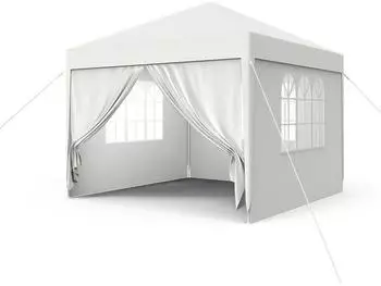 LuxusKollektion Faltpavillon 3x3m mit Seitenteilen & Fenstern, Polyester, wei&szlig;