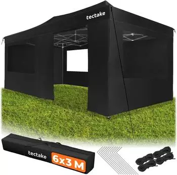 TecTake Faltpavillon Viola 6x3m, Aluminium, schwarz