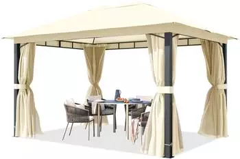 Toolport Gartenpavillon 3x4m Aluminium-Pfosten Polyester beige (300685)