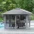 Costway Faltpavillon 4x4m mit Moskitonetz, Doppeldach, grau