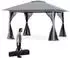 Costway Faltpavillon 4x4m mit Moskitonetz, Doppeldach, grau