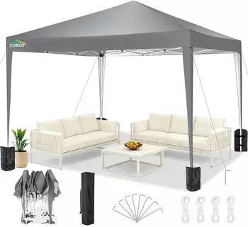 LuxusKollektion Faltpavillon 3x3m wasserdicht UPF 50+ UV-Schutz, grau