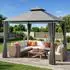 LuxusKollektion Pavillon 3x3m Doppeldach, 4 Seitenwände, wasserdicht, UV-Schutz, Eisenrahmen, grau