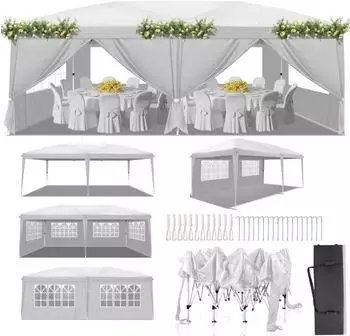 LuxusKollektion Faltpavillon 3x6m Pop-up Stahlrahmen UV-Schutz 50+ mit 6 Seitenteilen