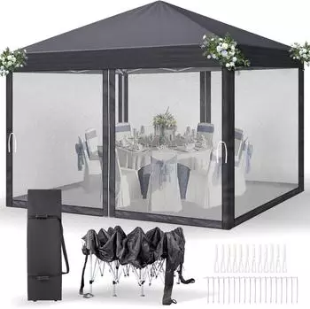LuxusKollektion Faltpavillon 3x3m UV-Schutz 50+ mit Moskitonetzen, wasserdicht