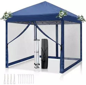 LuxusKollektion Faltpavillon 3x3m mit Moskitonetzen, blau, wasserdicht, UV 50+