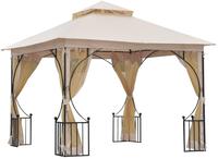 Outsunny Pavillon Gartenpavillon Partyzelt Gartenzelt Festzelt Doppeldach 3x3m