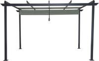 Leco Pergola 4x3 m lichtgrau mit Faltdach, Aluminiumgestell
