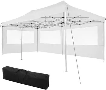 TecTake Faltbarer Garten Pavillon 3x6m mit 2 Seitenteilen wei&szlig;