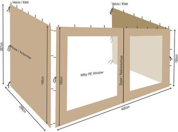 QUICK STAR Seitenteile für Anlehnpavillon Rank 300 x 400 cm sand