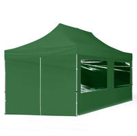 3x6 M Faltpavillon, Economy Alu 32mm, Seitenteile Mit Panoramafenstern, Dunkelgr&uuml;n
