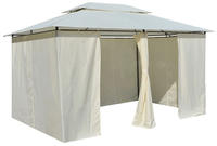vidaXL Gartenpavillon mit Gardinen 4x3 m Wei&szlig;
