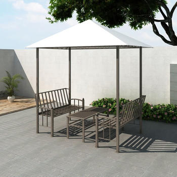 vidaXL Gazebo with tables and benches (2,5 x 1,5 m) white