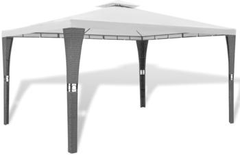 vidaXL Polyrattan-Pavillon 3 x 4 m creme weiß