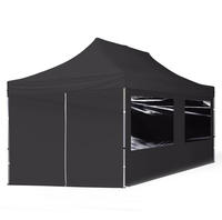 3x6 M Faltpavillon, Economy Alu 32mm, Seitenteile Mit Panoramafenstern, Schwarz