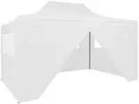 vidaXL Profi-Partyzelt Faltbar mit 4 Seitenw&auml;nden 280x410x315 cm Stahl Wei&szlig;