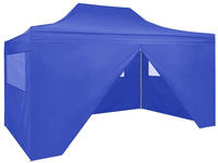 vidaXL Profi-Partyzelt Faltbar mit 4 Seitenw&auml;nden 3&times;4m Stahl Blau