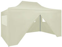 vidaXL Profi-Partyzelt Faltbar mit 4 Seitenw&auml;nden 3&times;4m Stahl Creme