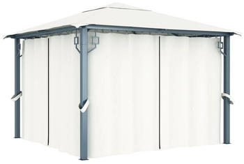 vidaXL Pavillon mit Vorhängen 300 x 300 cm Aluminium Creme (48042)