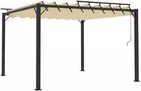 vidaXL Pergola mit Lamellendach 3x3 m Creme Stoff und Aluminium