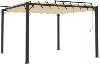 vidaXL Pavillon mit Lamellendach 3 x 3 m creme