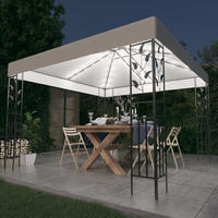 vidaXL Pavillon mit LED-Lichterkette 3x3 m Wei&szlig;