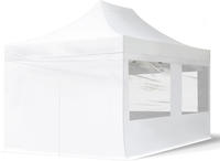 3x4,5 M Faltpavillon, Economy Stahl 30mm, Seitenteile Mit Panoramafenstern, Wei&szlig;