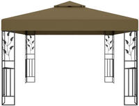 vidaXL Pavillon mit Doppeldach & LED-Lichterkette 3x4 m Taupe