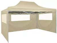vidaXL Faltzelt mit 3 Seitenteilen 3x4,5 m Creme