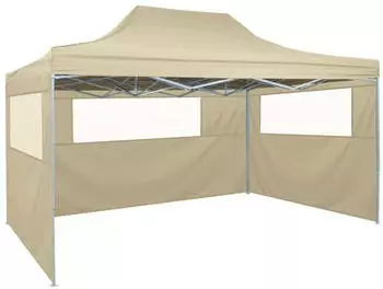 vidaXL Faltzelt mit 3 W&auml;nden 3 x 4,5 m creme