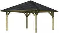 Karibu Pavillon "Holm 1" BxTxH: 431x431x315 cm, mit schwarzen Dachschindeln