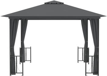 vidaXL Gazebo with side curtains and double roof (3 x 3 m) anthracite