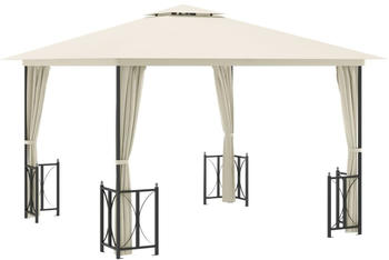 vidaXL Gazebo with side curtains and double roof (3 x 3 m) cream