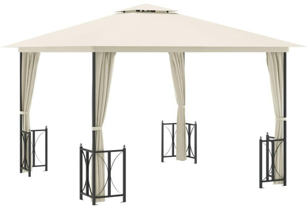 vidaXL Gazebo with side curtains and double roof (3 x 3 m) cream
