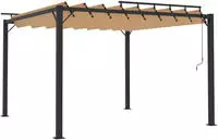 Vidaxl Pergola Mit Jalousiedach 3x3 M Taupe Stoff Und Aluminium