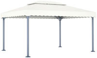 vidaXL Pavillon mit LED-Lichterkette 400x300 cm Cremewei&szlig; Aluminium