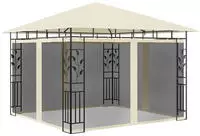 vidaXL Pavillon mit Moskitonetz 3x3x2,73 m Creme 180 g/m&sup2;