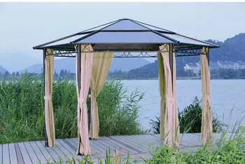 Garden Pleasure Pavillon Salmon sechseckig 395 x 395 cm grau