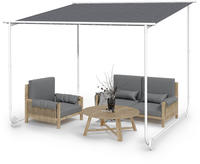 Pergola, Metall Pavillon Mit Polyester Schiebedach Und Bodenrollen, Sonnensegel Mit