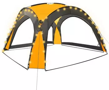 vidaXL Partyzelt mit LED und 4 Seitenw&auml;nden 3,6x3,6x2,3m gelb (92238)