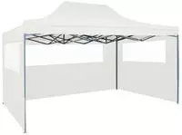 vidaXL Partyzelt Faltbar mit 3 Seitenteilen 291x413x315 cm Wei&szlig;