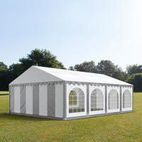 Festzelt Partyzelt 6x8 m Premium, hochwertige PVC Plane 750 N in grau-wei&szlig; 100%