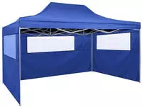 vidaXL Faltzelt mit 3 Seitenteilen 3x4,5 m Blau