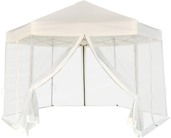 vidaXL Pop-Up Zelt mit 6 Seitenwänden hexagonal cremeweiß 3,6 x 3,1 m (42109)