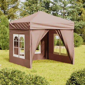 vidaXL Partyzelt faltbar mit Seitenwänden taupe 2 x 2 m (93505)