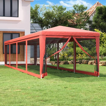 vidaXL Partyzelt mit 10 Mesh-Seitenw&auml;nden rot 3 x 12 m HDPE (319250)