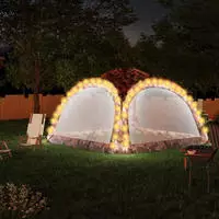 vidaXL Partyzelt mit LED und 4 Seitenw&auml;nden 3,6x3,6x2,3 m Tarnfarben