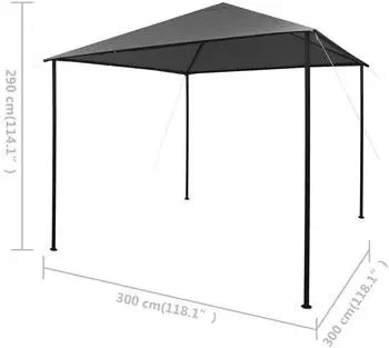 vidaXL Pavillon 3 x 3 m anthrazit Stoff und Stahl 180 g/m&sup2; (312240)