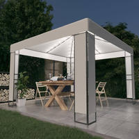 vidaXL Pavillon mit Doppeldach & LED-Lichterkette 3x3 m Wei&szlig;