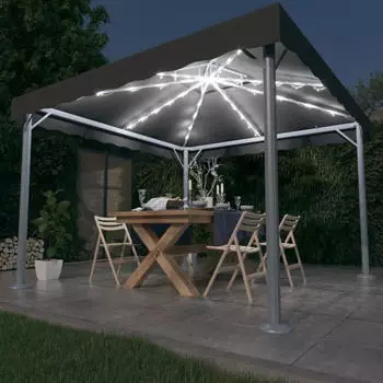vidaXL Pavillon mit LED-Lichterkette 300 x 300 cm anthrazit Aluminium (3070343)